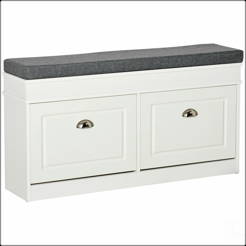 Banc de rangement pour chaussures moderne pour hall d'entrée, rangement avec coussin, 2 tiroirs, tablette réglable