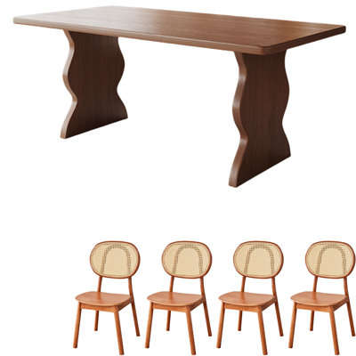 Brown Ash    Wood    Slab    Dining    Set