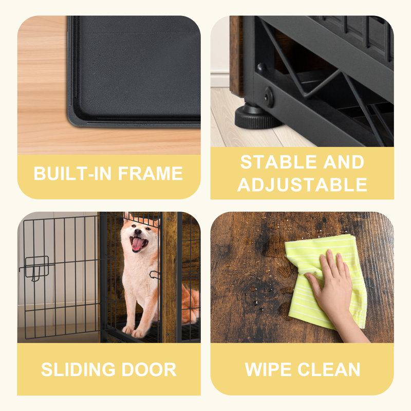 Brown Medium MDF and Steel Dog Crate Table