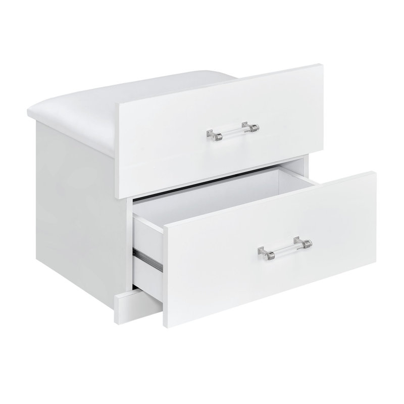 Mini coiffeuse avec tabouret, DEL et USB Picket House Furnishings Aurora, Blanc