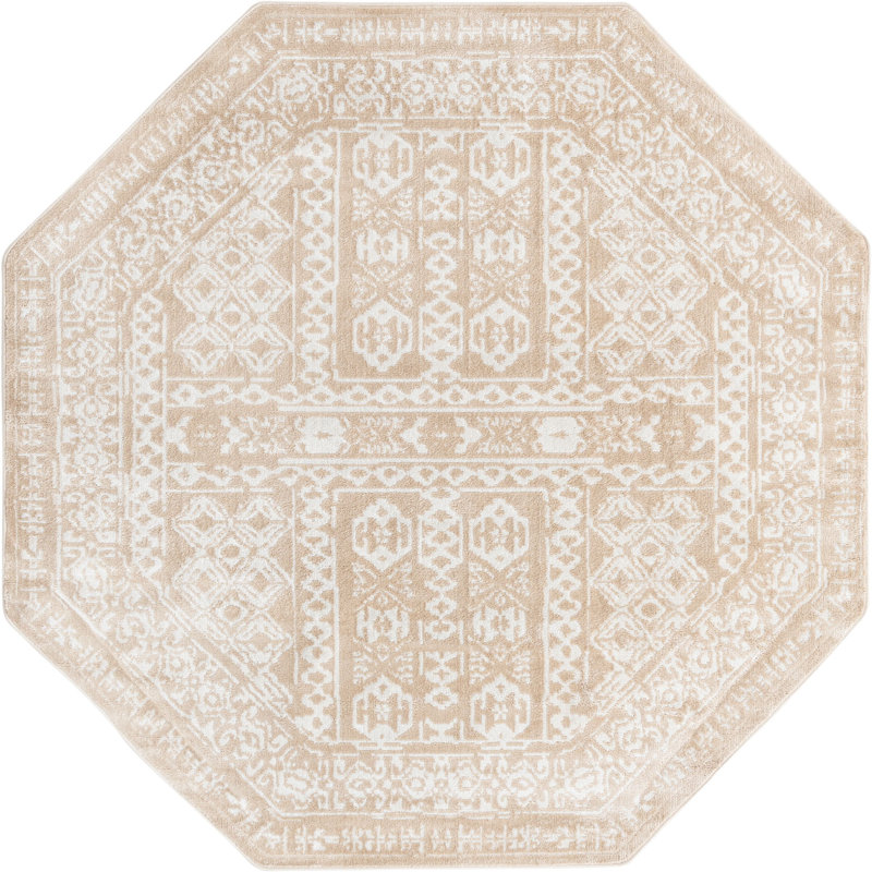 Tapis beige contemporain Micsunel, Octogone 7 pi