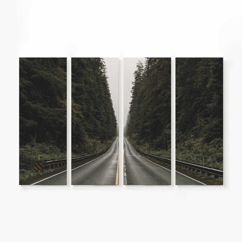 Forest Road | 4 Panel Split Large Canvas Print, 40" H x 60" W