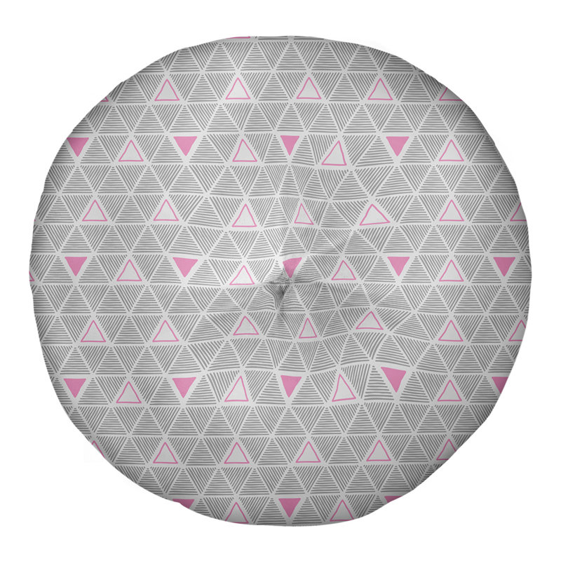 Coussin de sol classique à motif de triangles dessinés à la main, 26 po x 26 po, Accent rose