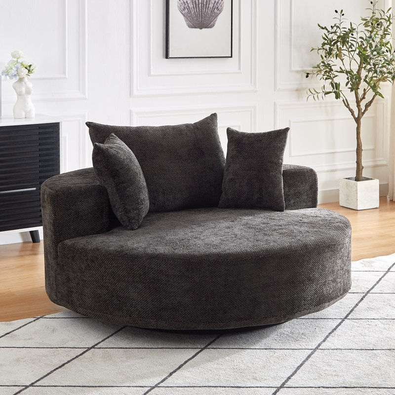 Fauteuil pivotant 55 po Chenille, Noir