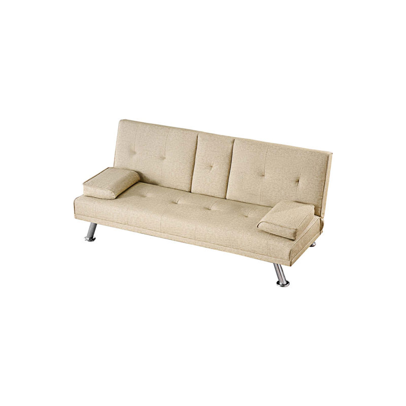 67 " Leather Sofa Bed, Beige Leather