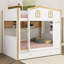 Lit superposé avec garde-corps en forme de maison et lit gigogne, lit superposé en bois avec tablettes de rangement-354114525
