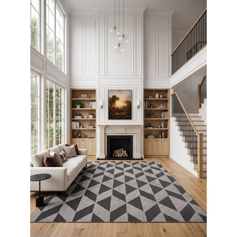 Urbano Geometric Area Rug in Gray, Rectangle 6'8" x 9'7"