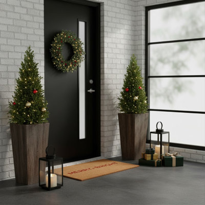 Paillasson rouge ultra moderne Merry & Bright 17 po x 29 po