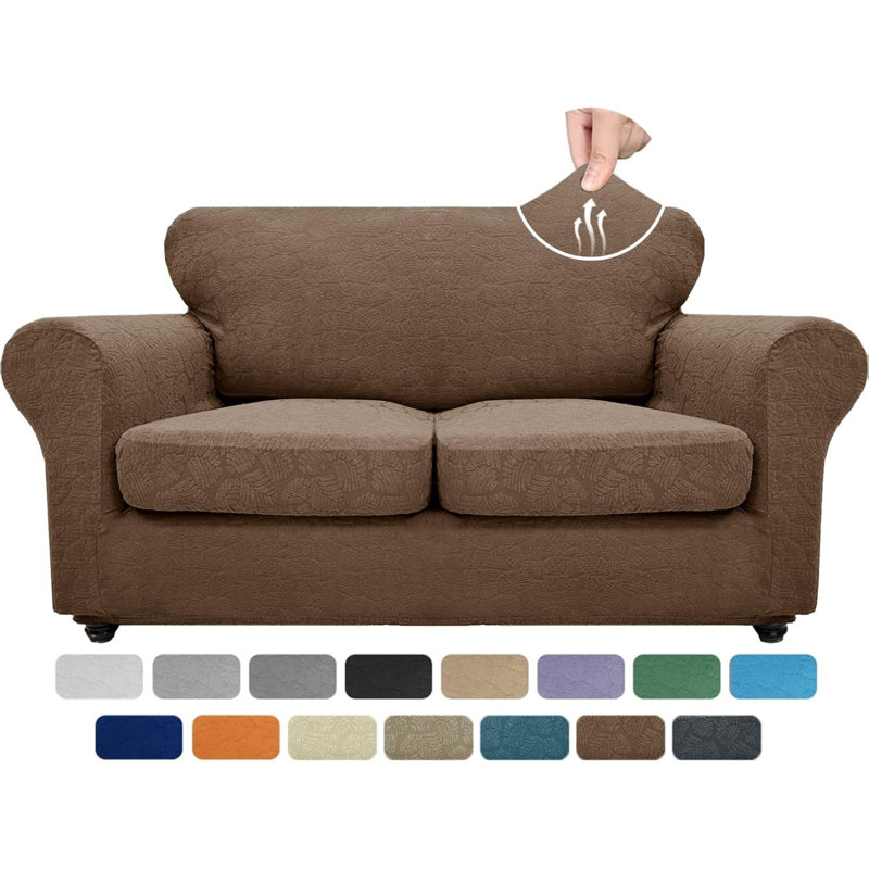 Box Cushion Sofa Slipcover, Brown