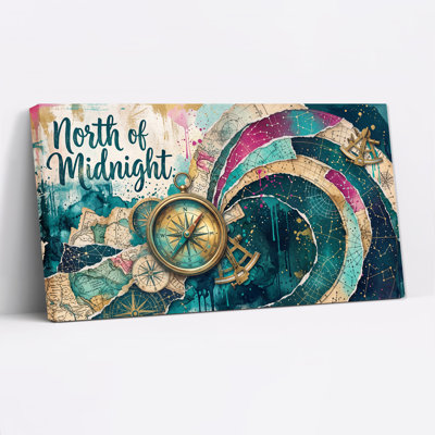 Art mural sur toile, laiton, boussole et sextant sur toile