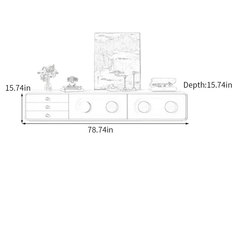 Meuble télé élégant avec tiroirs silencieux, H 15,74 po x L 78,74 po x l 15,74 po