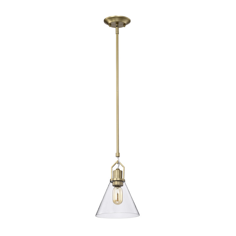 Luminaire suspendu conique à 1 lumière June, Laiton rétro, H 11,5 po x l 8 po x P 8 po