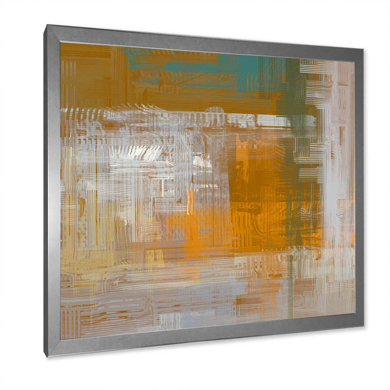 «Yellow and Gray Grunge Frozen Art», reproduction d'art sur toile encadrée, H 16 po x l 16 po x P 1 po, Cadre photo argenté