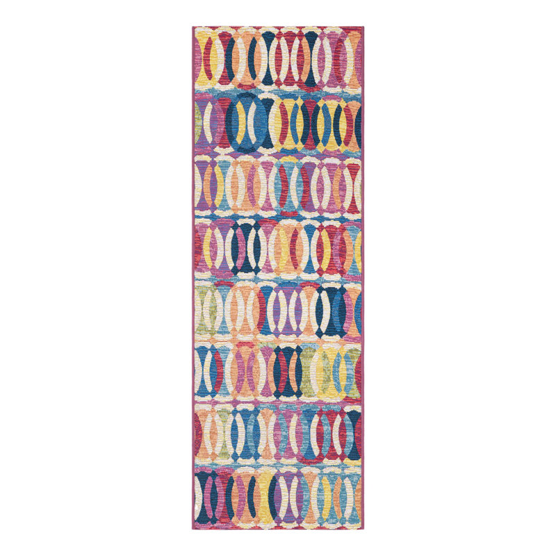 Keazia Washable Geometric Indoor / Outdoor Rug, Runner 2' x 6'1"