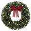 Couronne de Noël Crestwood Spruce pré-illuminée avec nœud, différents modes d'éclairage, baies rouges et pommes de pin-1341436579