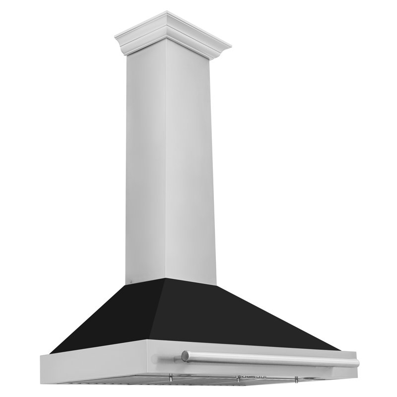 36" Black Matte and Stainless Steel Convertible Wall Mount Range Hood