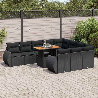  Ensemble de canapé de jardin noir