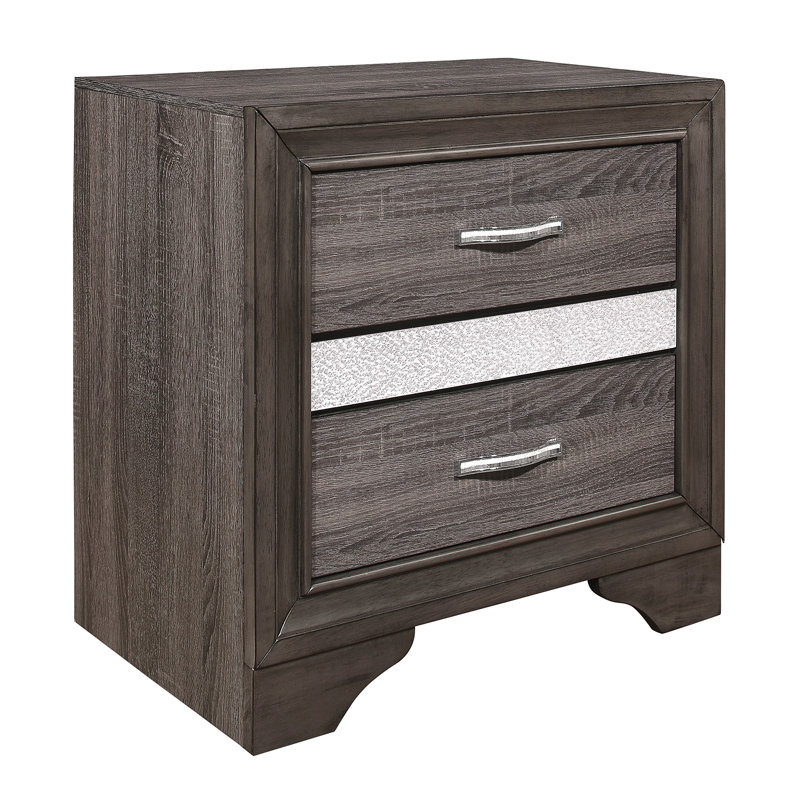 Glamour deux-tons finition table de chevet cachée bijoux tiroir poli chrome meubles de chambre à coucher