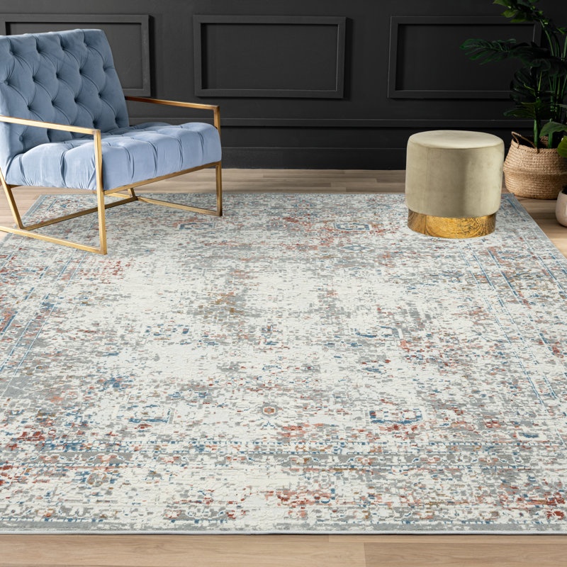 Tonio Indoor Rug, Rectangle 5'6" x 8'6", Gray/Red