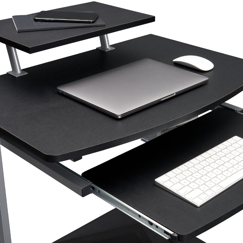 Bureau d'ordinateur rectangulaire avec huche Hurrem, Gris