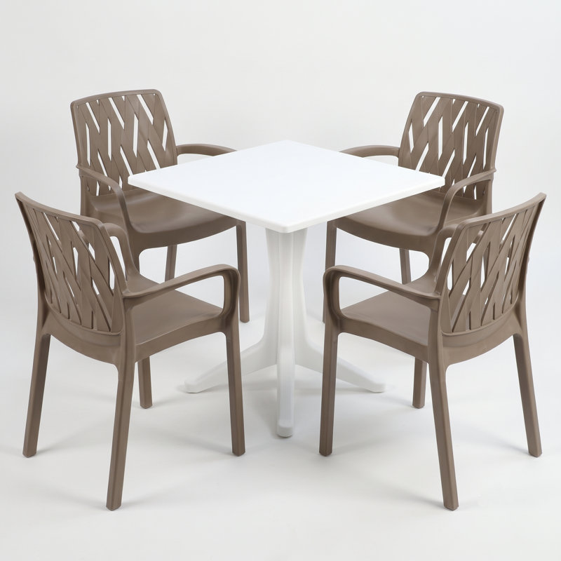 Plastic Patio Dining Set Table,, White