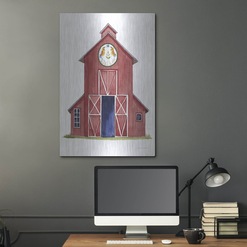 «Life On The Farm Barn Element 2» par Kathleen Parr, art mural en métal, H 36 po x l 24 po