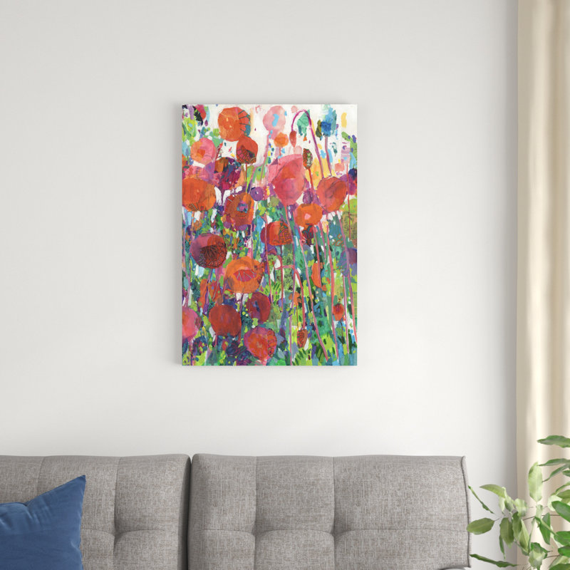 " Vivid Poppy Collage II " by Tara Funk Grim Painting Print, 30" H x 20" W