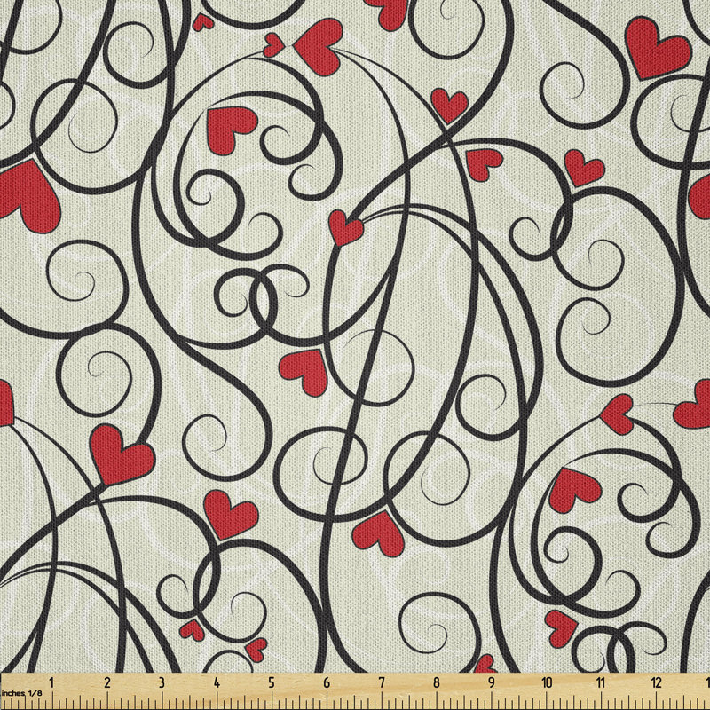 Dakshit Wave Floral Heart Summer Swirl Illustration Flourishes Foliage Classical Fabric