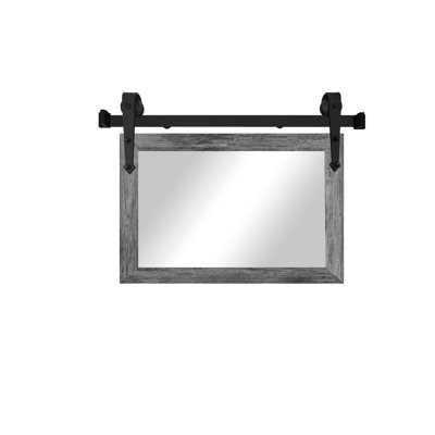 Miroir rustique moderne avec rail de porte de grange en acier