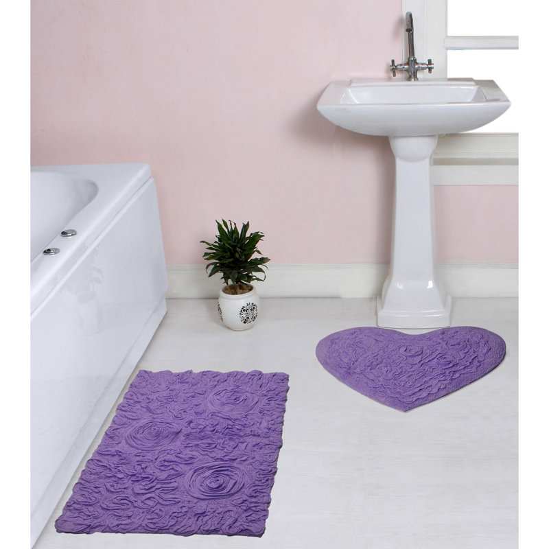 Freida 2 Piece Bath Rug Set, Purple