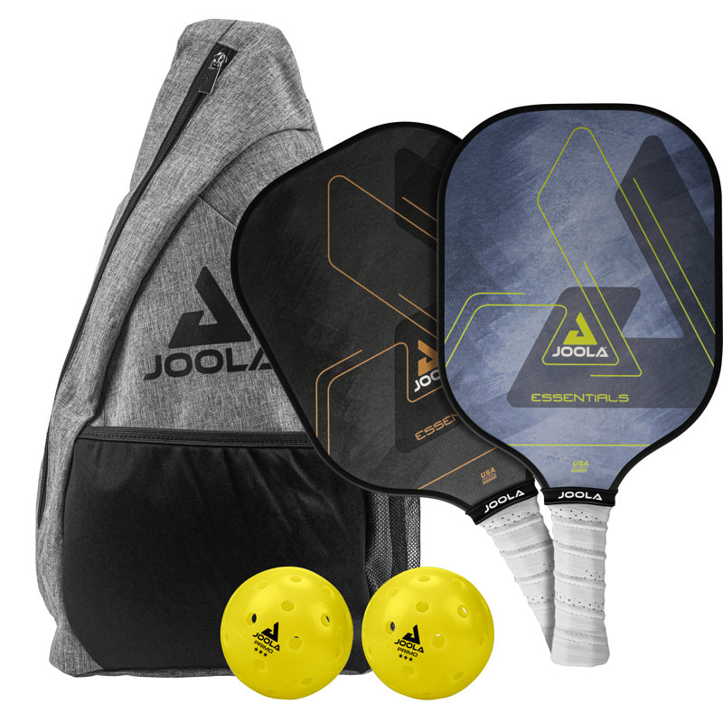 Joola Essentials Pickleball Paddles Set With Reinforced Fiberglass Surface And Honeycomb Polypropylene Core - Pickleball Set Includes 2 Pickleball Rackets, 2 Pickleball Balls, And Sling Bag