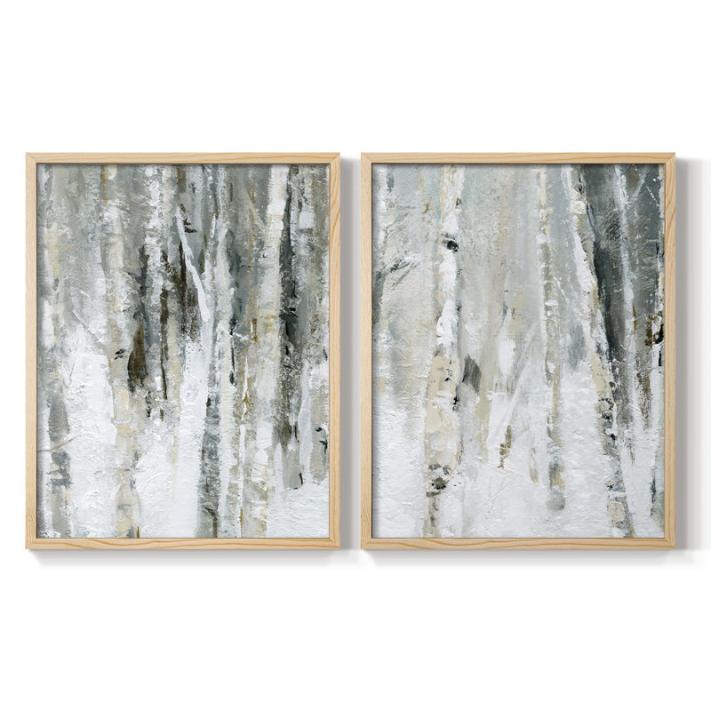 «Snowy Birch I», reproduction encadrée de qualité supérieure - prête à être accrochée - aucun clou requis - aucun clou requis
