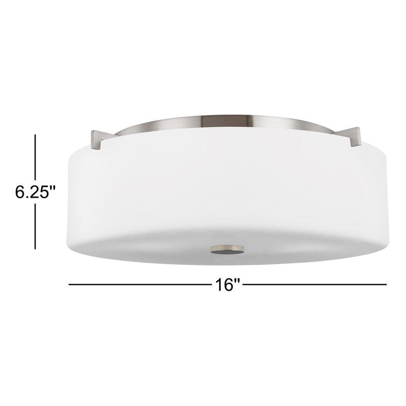 Spencer Glass Flush Mount, Brushed Steel, No, No