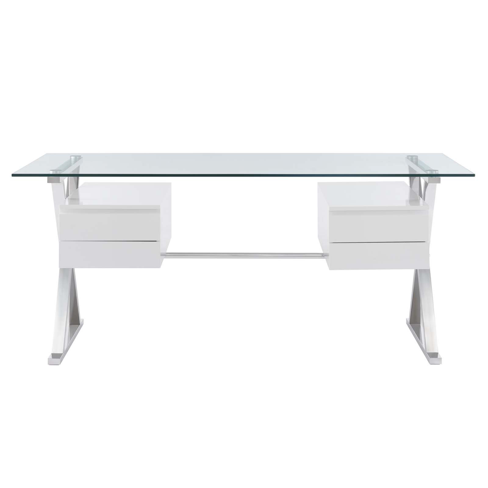 Zag White Lacquer Modern Office Desk