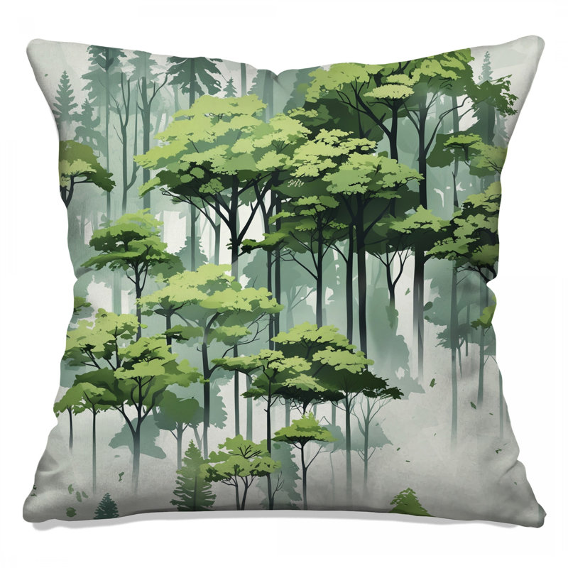 Coussins décoratifs Lush Green Forest Illustration, 26 x 26 pouces