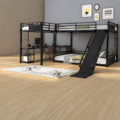 Lits multifonctionnels avec rangement, lit superposé moderne en MDF en métal pour la maison