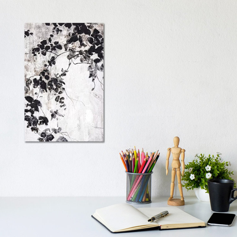 «Black Leaves» par Design Fabrikken, reproduction d'art sur toile tendue, H 12 po x l 8 po x P 0,75 po