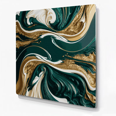 Abstrait art fluide en métal vert 80