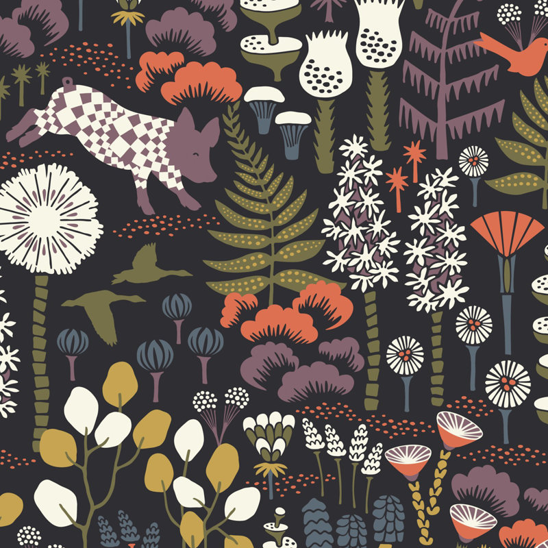 Boråstapeter Hoppmosse Wallpaper, Navy/Green/White