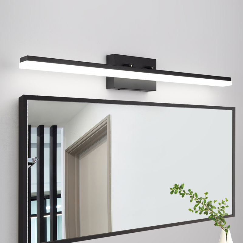 Barre d'éclairage de salle de bain 1 lumière DEL Alfonza, Noir mat, Blanc chaud 3 000 K, L 36,61 po