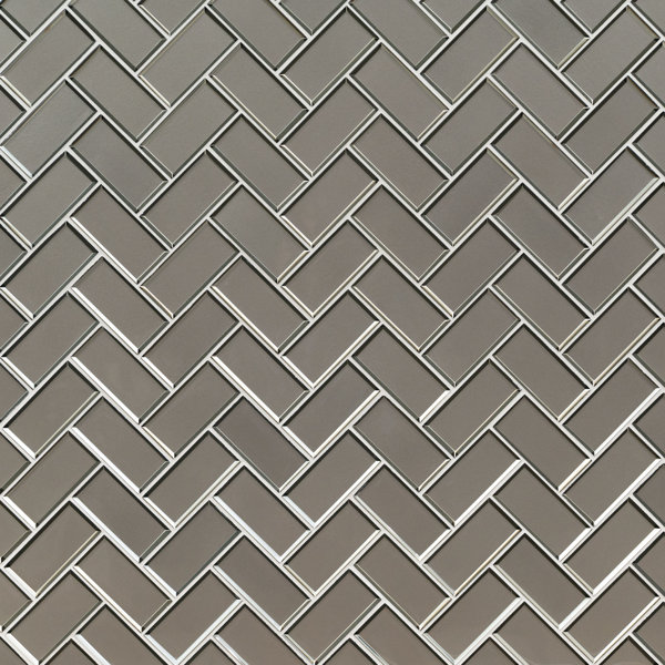 Rivella Herringbone 11 in. x 14 in. Glossy Glass Mosaic Wall Tile