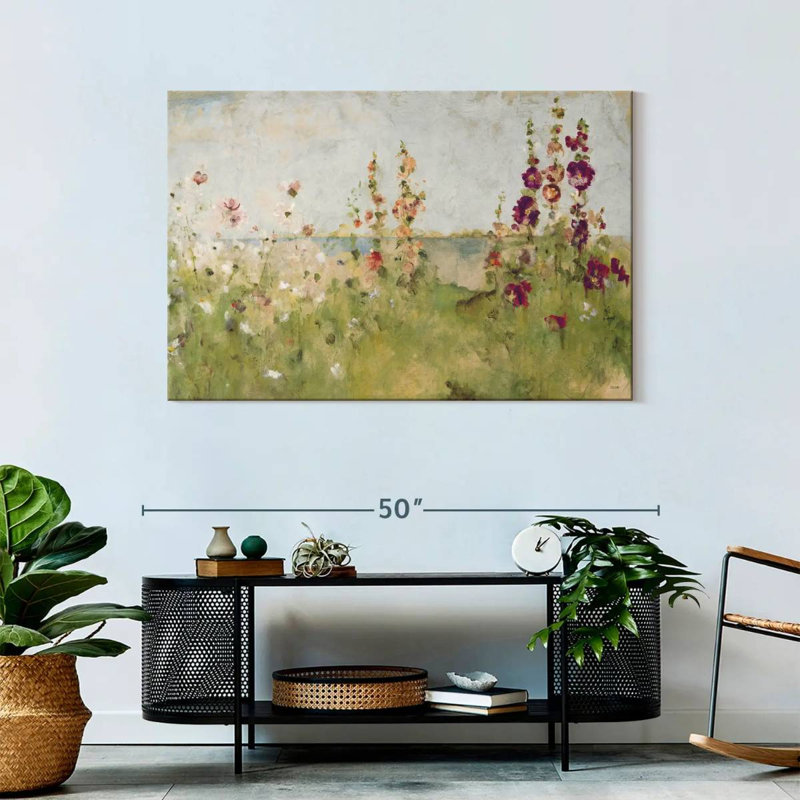 Alvord Hollyhocks By The Sea, H 30 po x l 45 po