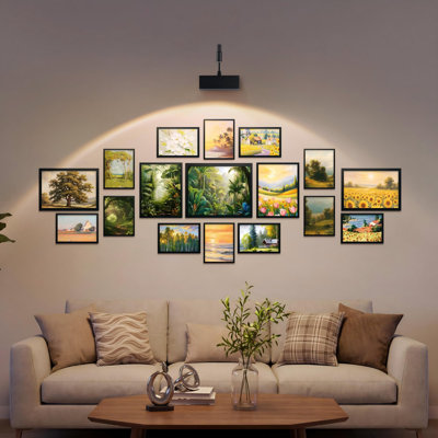 Lampe pour tableaux avec faisceau DEL réglable, lampe d'art sans fil rechargeable avec télécommande, projecteur à intensité variable et zoomable, ensemble de 2, (noir)