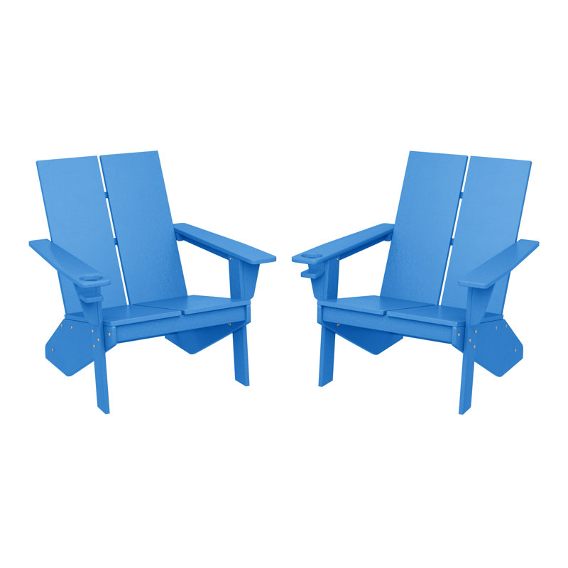 Modern Poly Adirondack Chair (Set Of 2), Black, Blue