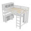 Grand lit mezzanine blanc en bois de pin, rangement peu encombrant, support robuste sans sommier-516381547