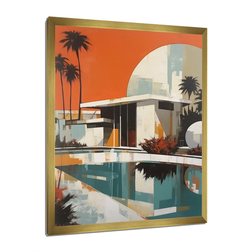 «White and Orange Metropolitan Marvels», reproduction sur toile encadrée, H 44 po x l 34 po x P 1,5 po, Encadrement doré
