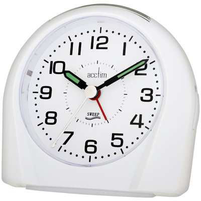 Acctim Europa Analogue Alarm Clock Non Ticking Sweep Quartz Luminous Hands Energy Efficient White