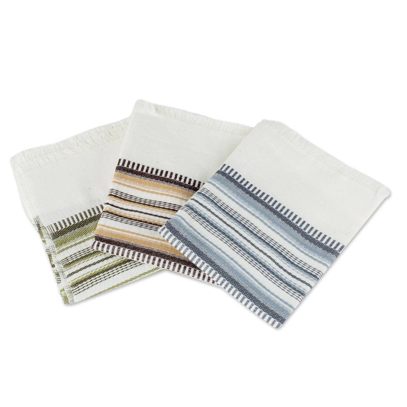 Cotton Stripe Jacquard Dish Cloth Kitchen Towel, Gray/White