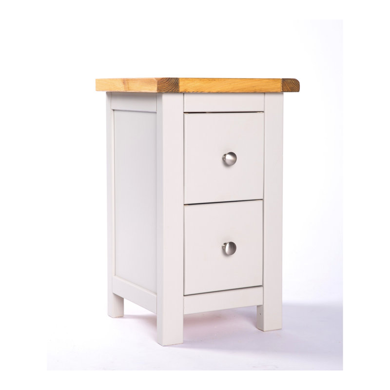 Aubusson 35cm W Bedside Table, Light Grey, Chrome