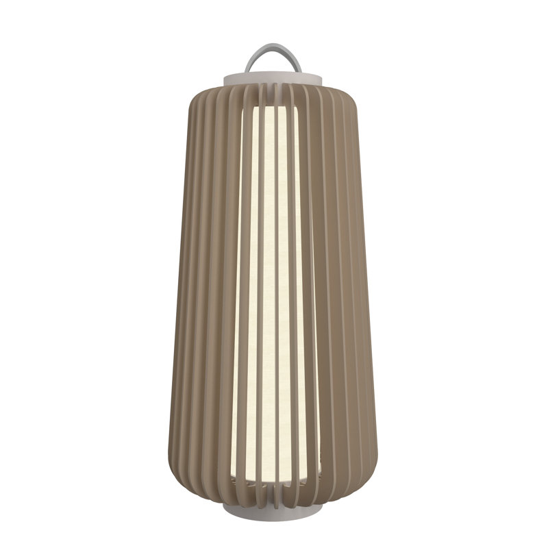 Black LED Floor Lamp with Natural Wood Veneer